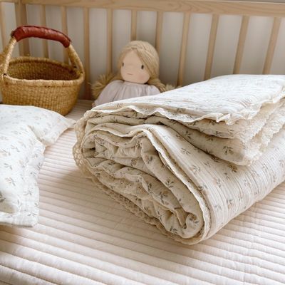 Super suave respirable Muselina floral cuna de bebé mantel y colcha de algodón ligero