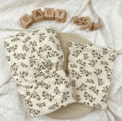 Super suave respirable Muselina floral cuna de bebé mantel y colcha de algodón ligero