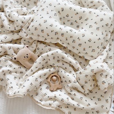 Super suave respirable Muselina floral cuna de bebé mantel y colcha de algodón ligero