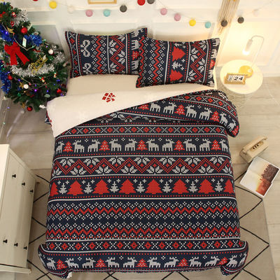 Tejido personalizado Densidad de Invierno de la ropa de cama festiva Consolador Conjuntos para la Casa de Navidad 4pc Set