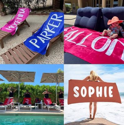 Antimicrobiana Nombre personalizado Toalla de playa perfecta para el regalo de vacaciones de cumpleaños fuera