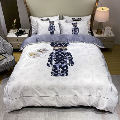 Cuarto de cama de la cama del oso blanco conjunto de ropa de cama para el hogar del bebé del hotel hecha de tejido de poliéster 100%