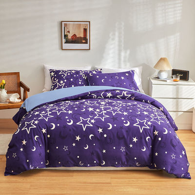 Setes de ropa de cama blanca para niños Niños Niñas Twin 2 PCs Brillan en la cubierta de edredón oscuro