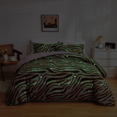 Setes de ropa de cama blanca para niños Niños Niñas Twin 2 PCs Brillan en la cubierta de edredón oscuro
