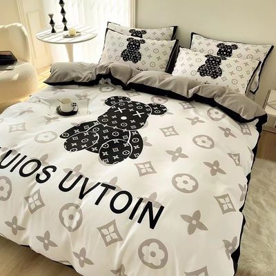 Color personalizado 4pcs 100% poliéster Blanco Lámina de Oso Conjunto para Hotel Baby Home