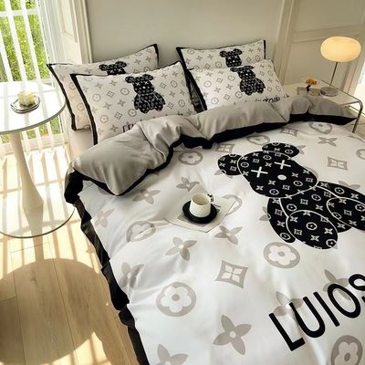 Color personalizado 4pcs 100% poliéster Blanco Lámina de Oso Conjunto para Hotel Baby Home